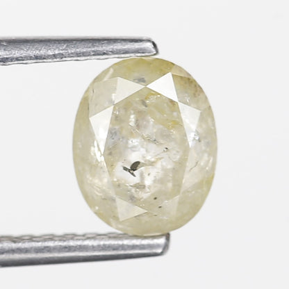 1.18 Ct. Oval Rose Cut Salt and Pepper Fancy White Icy Natural Diamond 6.70 mm