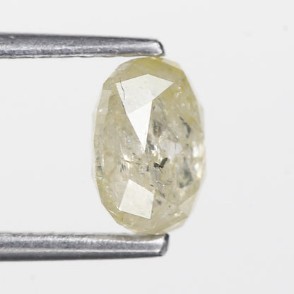 1.18 Ct. Oval Rose Cut Salt and Pepper Fancy White Icy Natural Diamond 6.70 mm