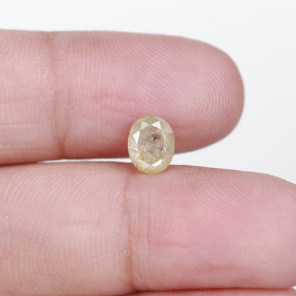 1.18 Ct. Oval Rose Cut Salt and Pepper Fancy White Icy Natural Diamond 6.70 mm