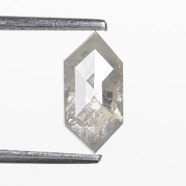 1.16 Ct. Hexagonal Rose Cut Salt and Pepper Fancy Icy Gray Natural Diamond 9.64 mm