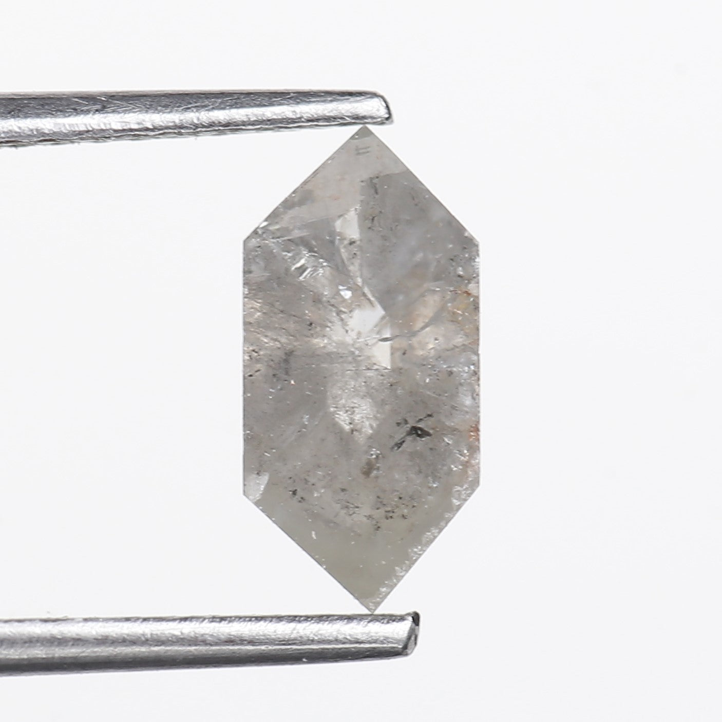 1.16 Ct. Hexagonal Rose Cut Salt and Pepper Fancy Icy Gray Natural Diamond 9.64 mm