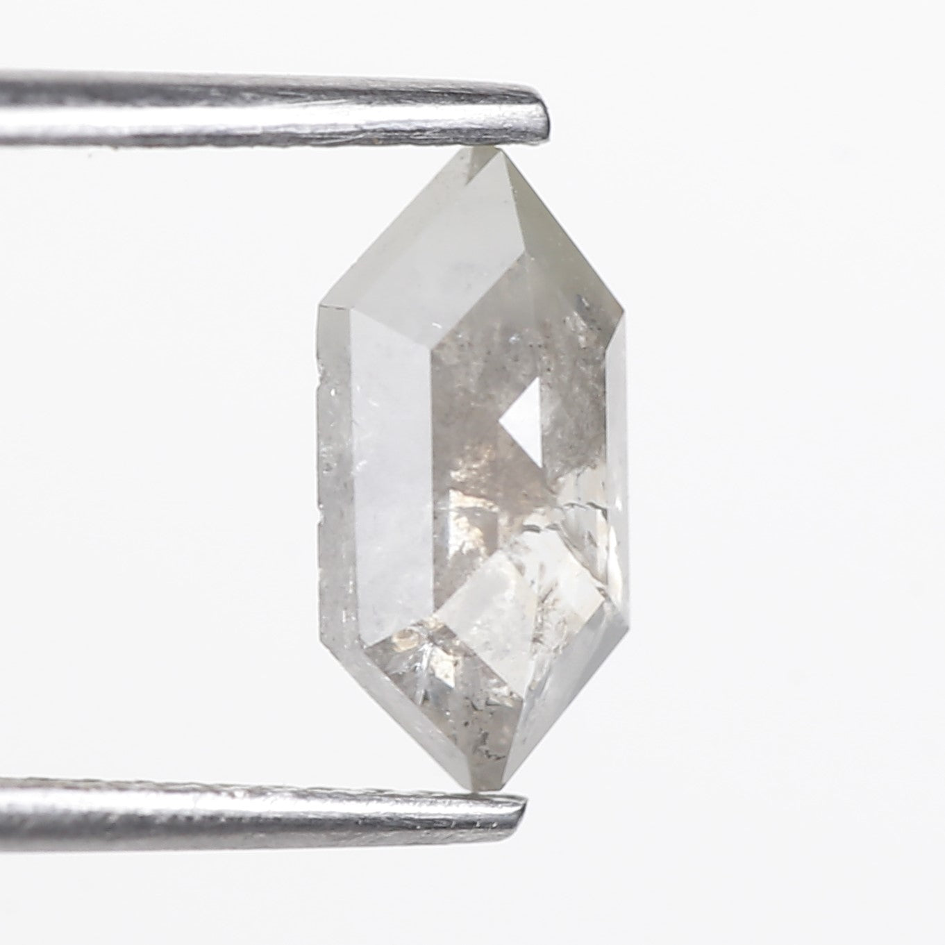 1.16 Ct. Hexagonal Rose Cut Salt and Pepper Fancy Icy Gray Natural Diamond 9.64 mm