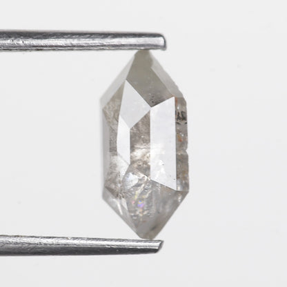 1.16 Ct. Hexagonal Rose Cut Salt and Pepper Fancy Icy Gray Natural Diamond 9.64 mm