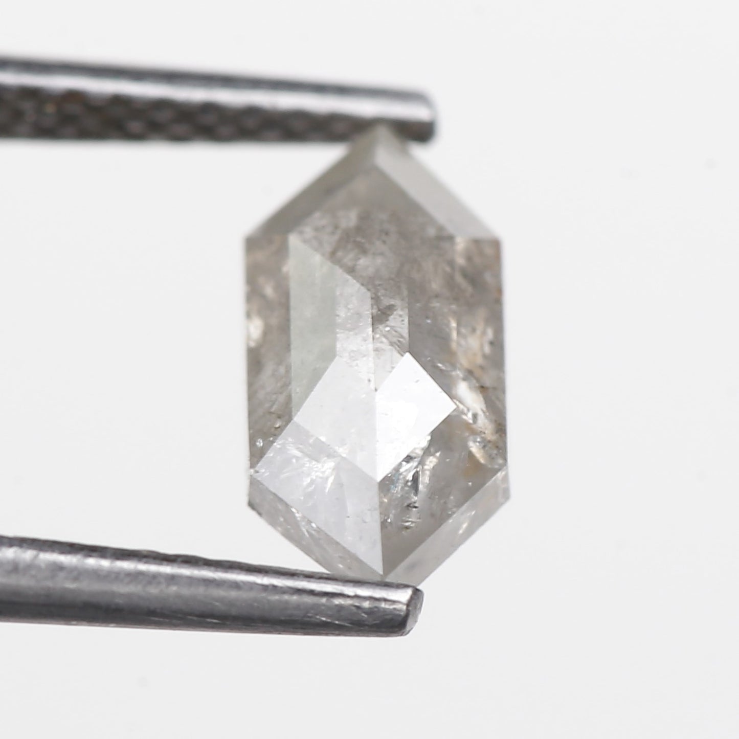 1.16 Ct. Hexagonal Rose Cut Salt and Pepper Fancy Icy Gray Natural Diamond 9.64 mm