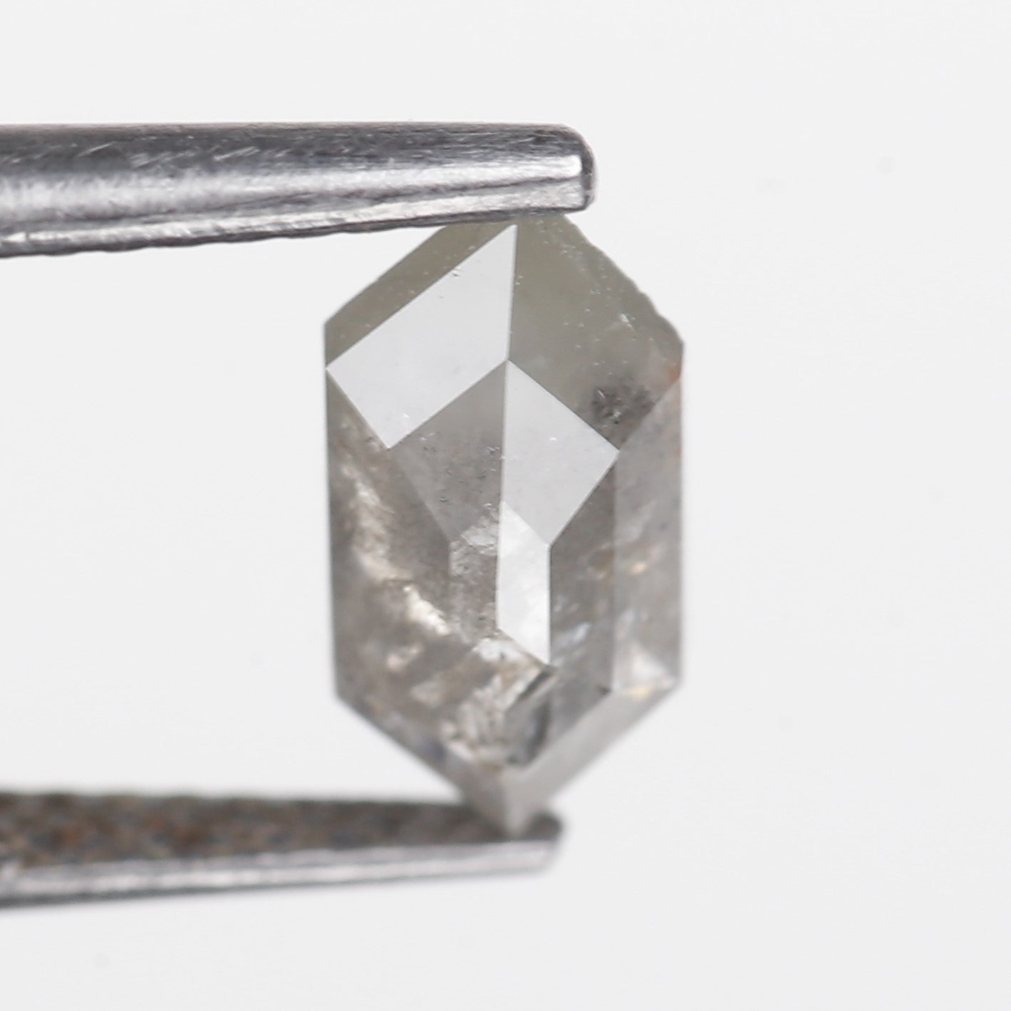 1.16 Ct. Hexagonal Rose Cut Salt and Pepper Fancy Icy Gray Natural Diamond 9.64 mm