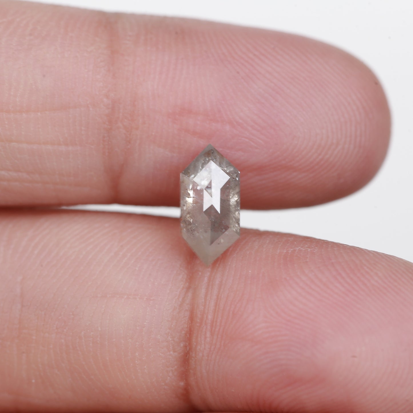 1.16 Ct. Hexagonal Rose Cut Salt and Pepper Fancy Icy Gray Natural Diamond 9.64 mm
