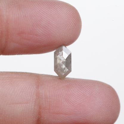 1.16 Ct. Hexagonal Rose Cut Salt and Pepper Fancy Icy Gray Natural Diamond 9.64 mm