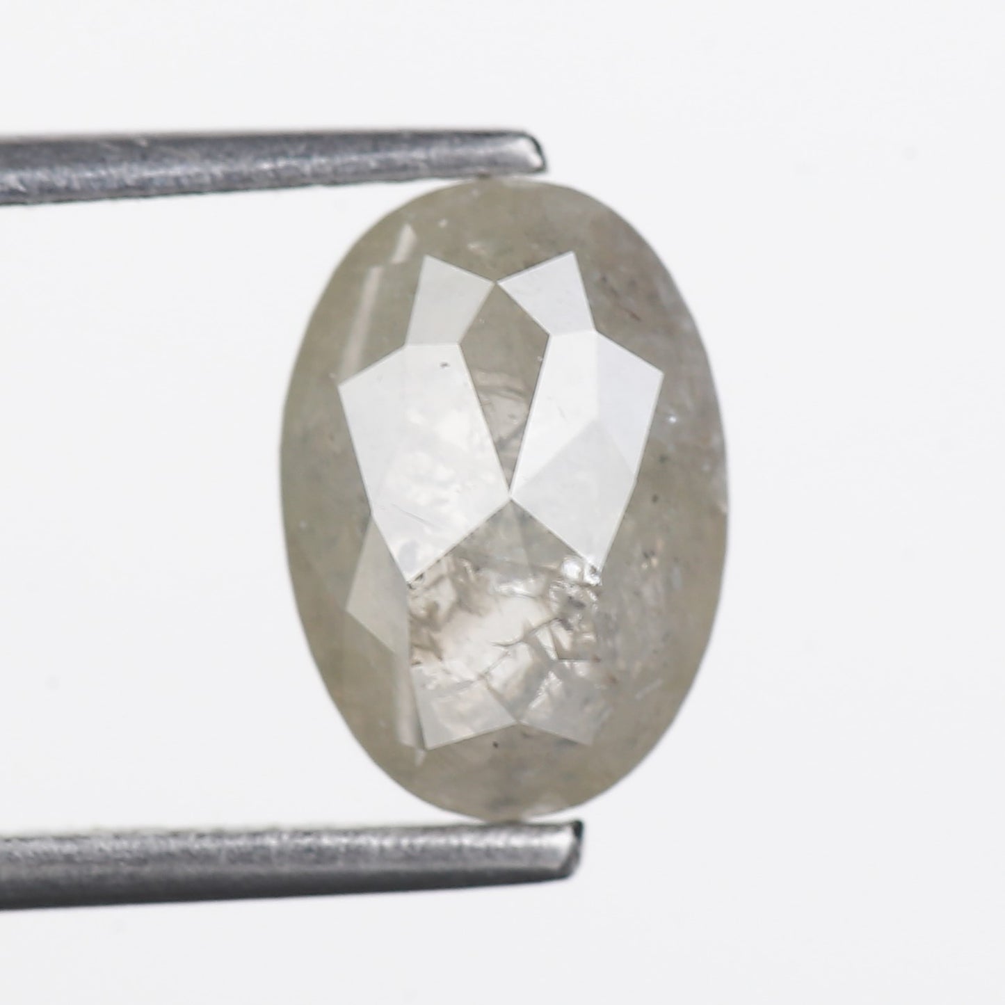 2.38 Ct. Oval Rose Cut Salt and Pepper Fancy Gray Color Natural Diamond 9.20 mm