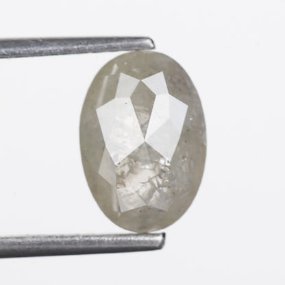 2.38 Ct. Oval Rose Cut Salt and Pepper Fancy Gray Color Natural Diamond 9.20 mm