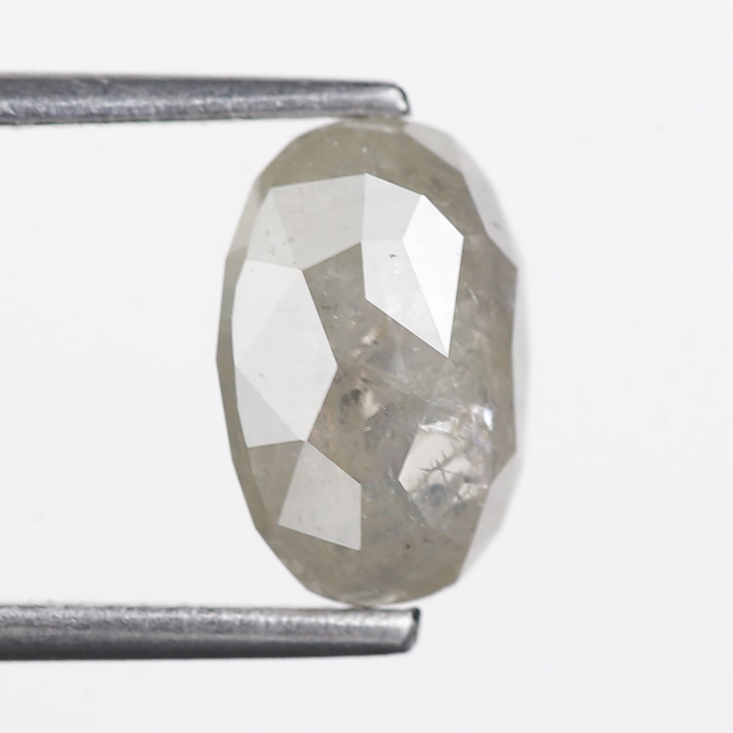 2.38 Ct. Oval Rose Cut Salt and Pepper Fancy Gray Color Natural Diamond 9.20 mm