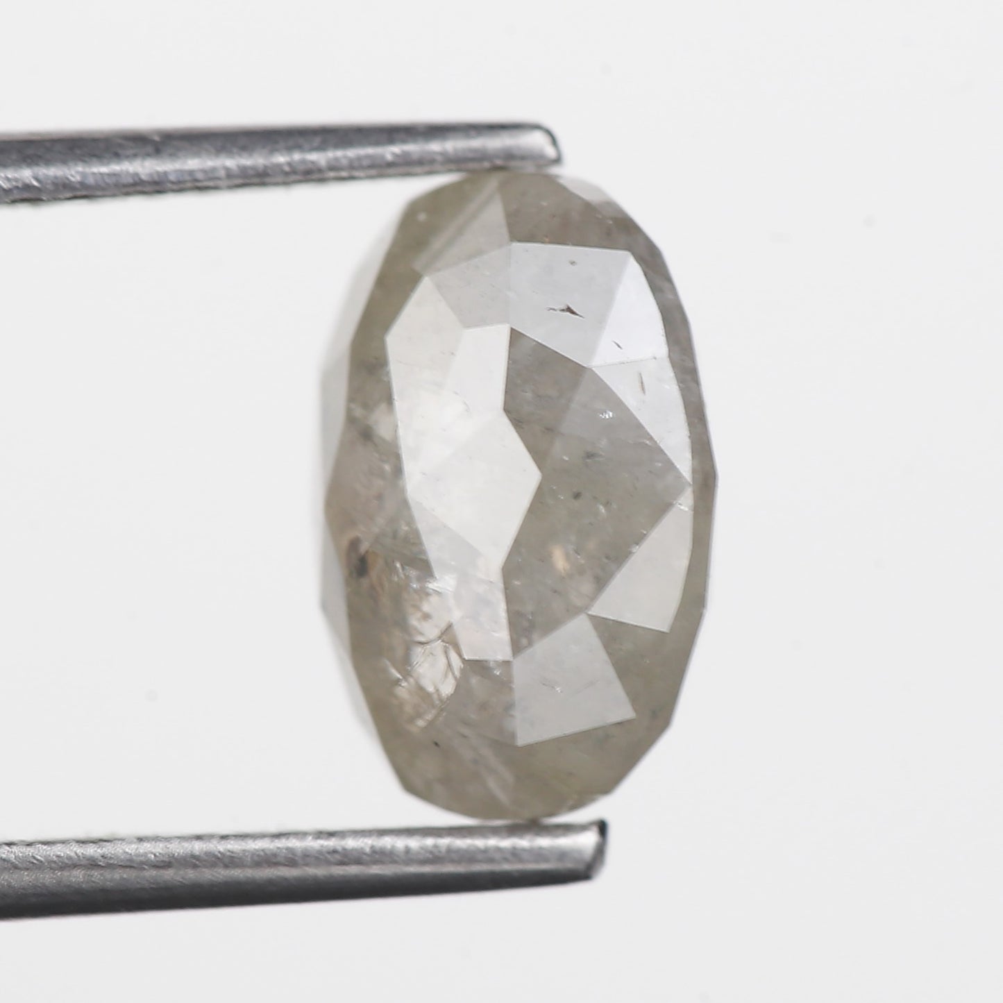 2.38 Ct. Oval Rose Cut Salt and Pepper Fancy Gray Color Natural Diamond 9.20 mm