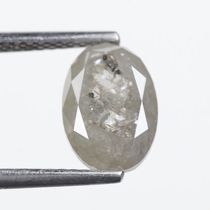 2.38 Ct. Oval Rose Cut Salt and Pepper Fancy Gray Color Natural Diamond 9.20 mm