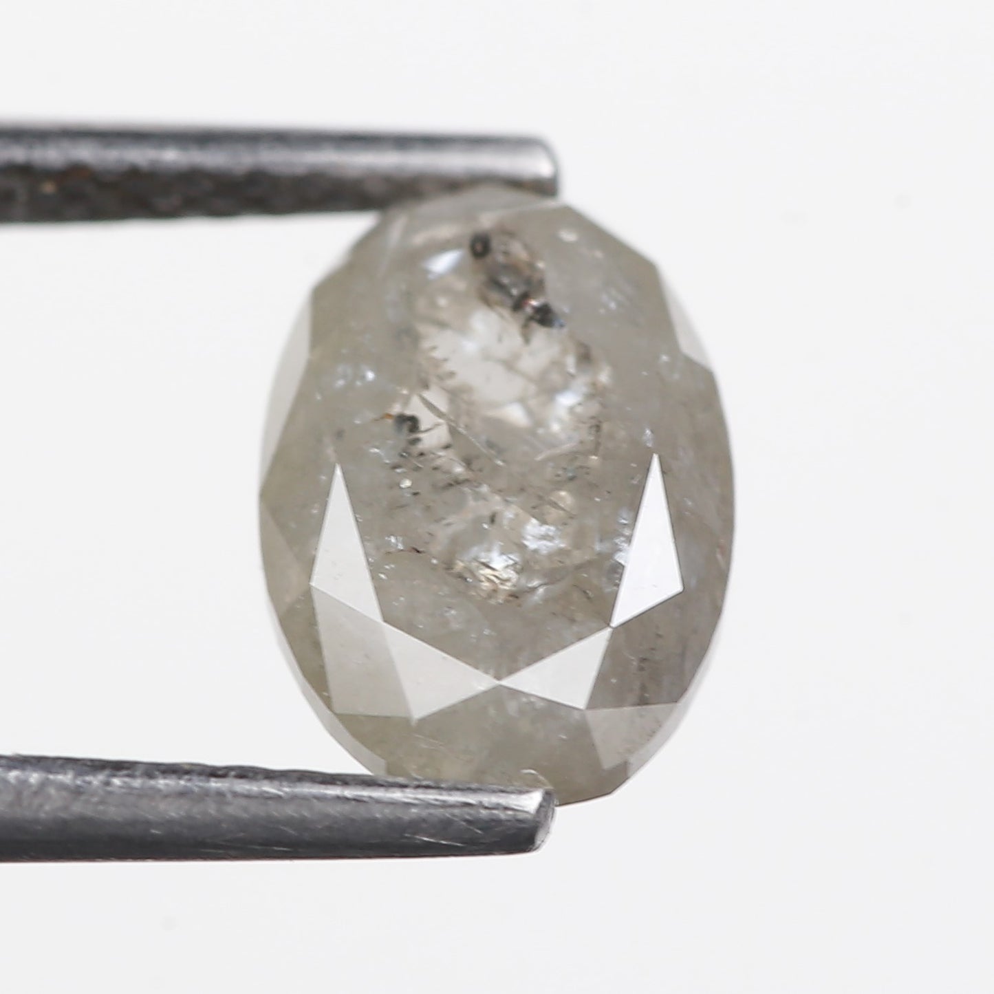 2.38 Ct. Oval Rose Cut Salt and Pepper Fancy Gray Color Natural Diamond 9.20 mm