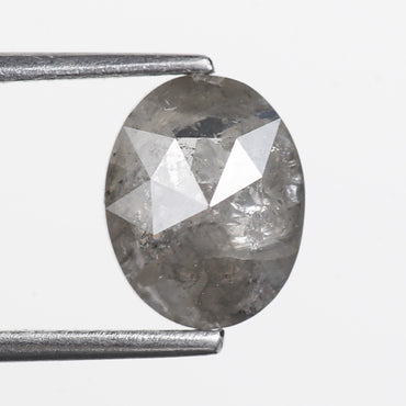 1.70 Ct. Oval Rose Cut Salt and Pepper Fancy Gray Color Natural Diamond 9.00 mm
