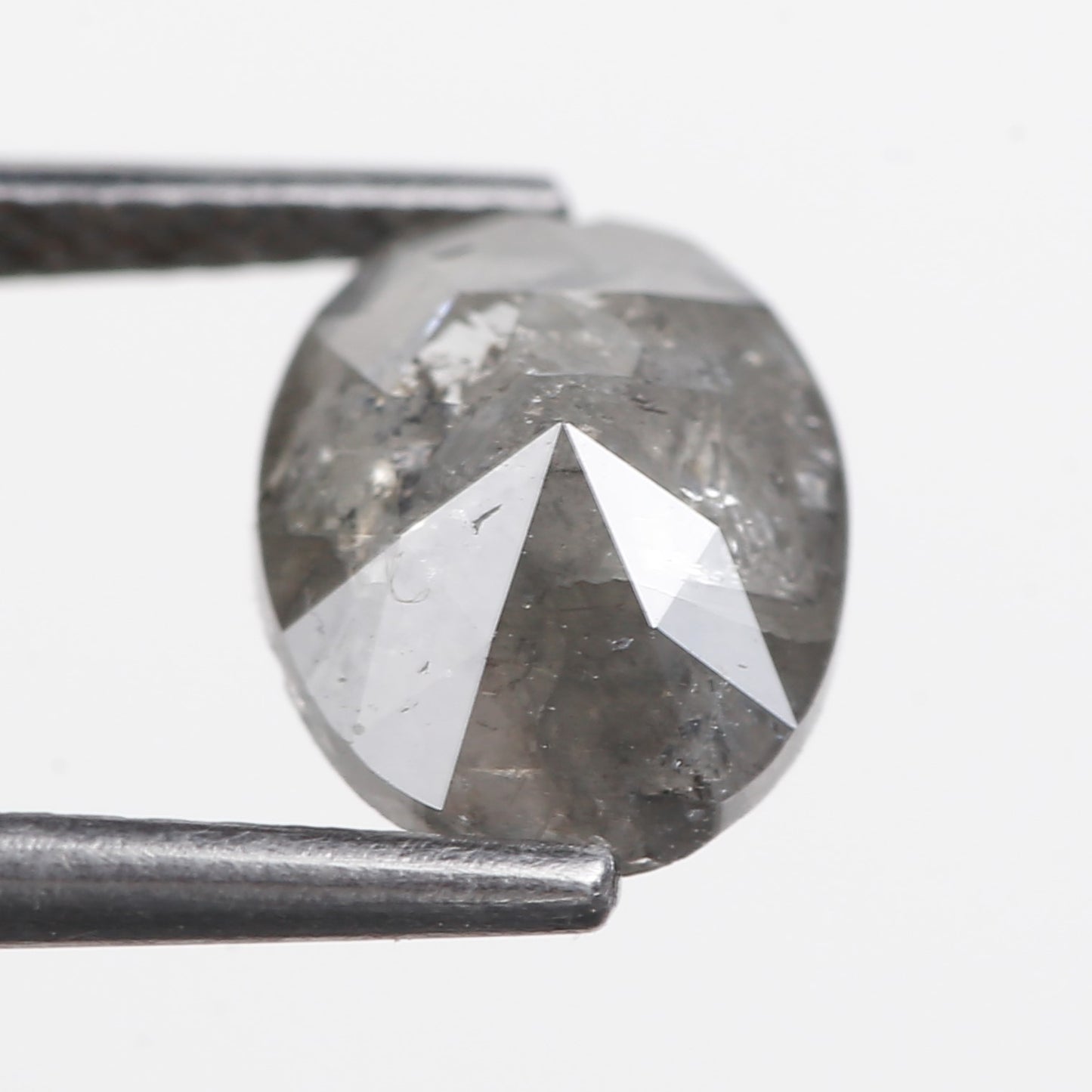 1.70 Ct. Oval Rose Cut Salt and Pepper Fancy Gray Color Natural Diamond 9.00 mm