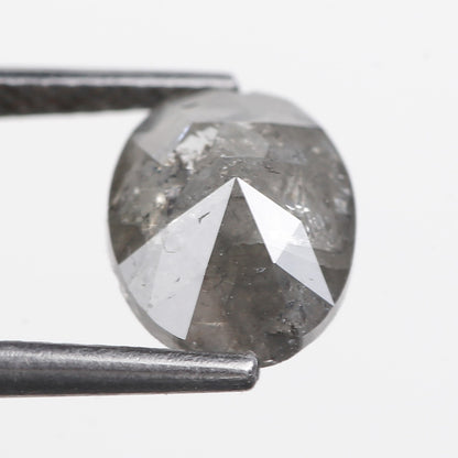 1.70 Ct. Oval Rose Cut Salt and Pepper Fancy Gray Color Natural Diamond 9.00 mm
