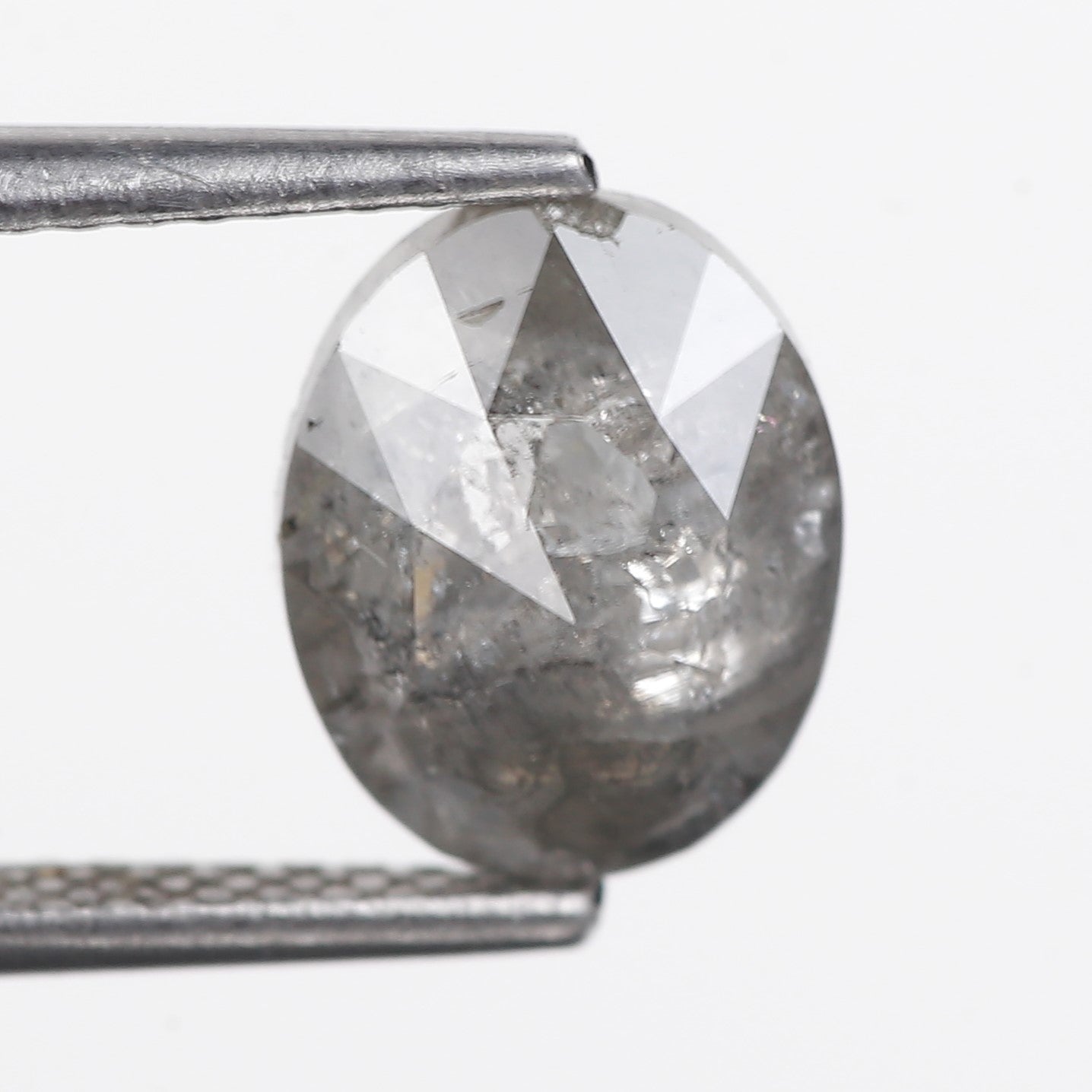 1.70 Ct. Oval Rose Cut Salt and Pepper Fancy Gray Color Natural Diamond 9.00 mm