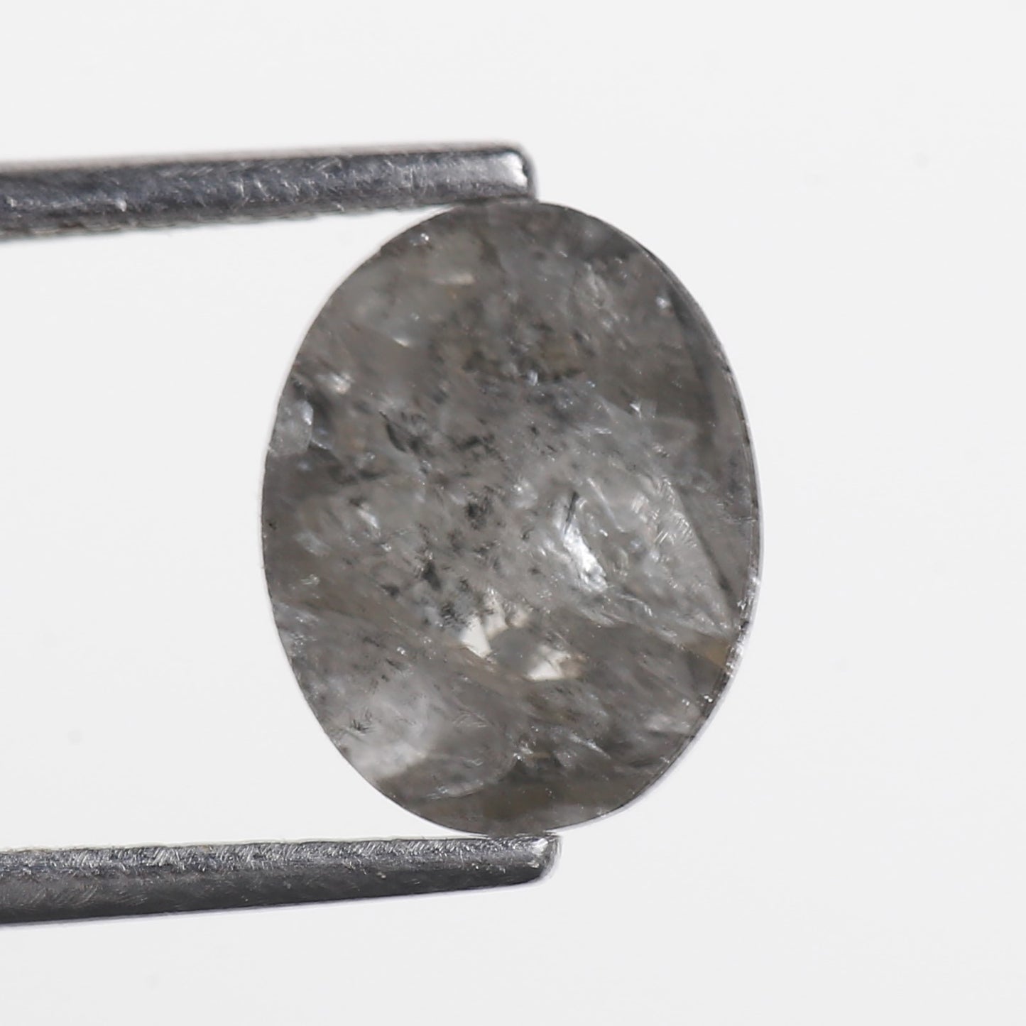 1.70 Ct. Oval Rose Cut Salt and Pepper Fancy Gray Color Natural Diamond 9.00 mm