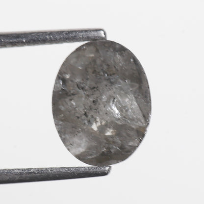 1.70 Ct. Oval Rose Cut Salt and Pepper Fancy Gray Color Natural Diamond 9.00 mm