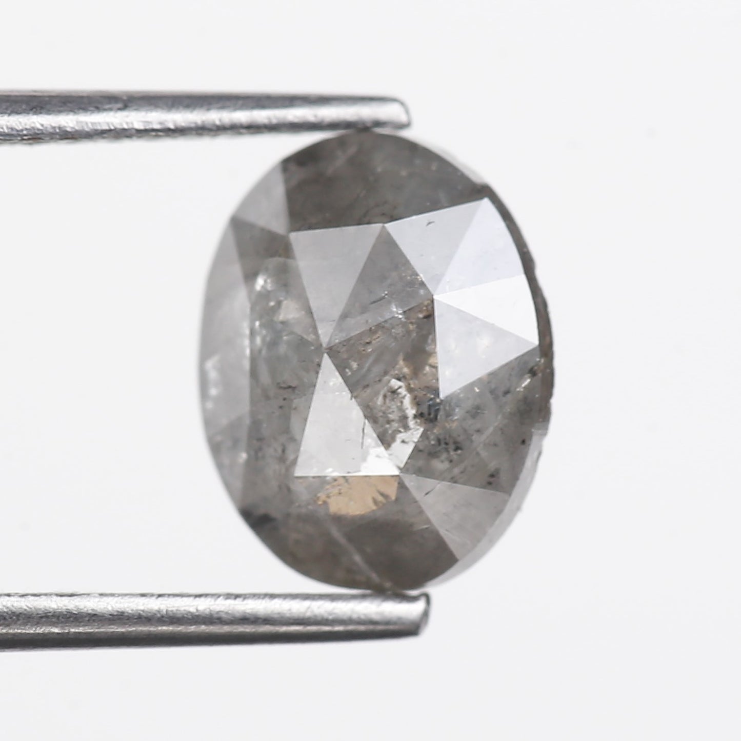 1.70 Ct. Oval Rose Cut Salt and Pepper Fancy Gray Color Natural Diamond 9.00 mm