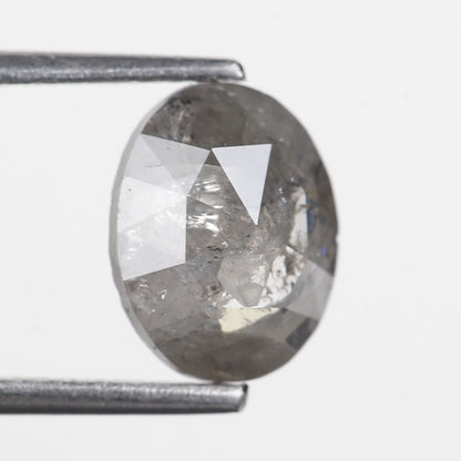 1.70 Ct. Oval Rose Cut Salt and Pepper Fancy Gray Color Natural Diamond 9.00 mm