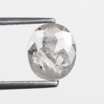 0.95 Ct. Oval Rose Cut Salt and Pepper Fancy Icy White Natural Diamond 7.40 mm
