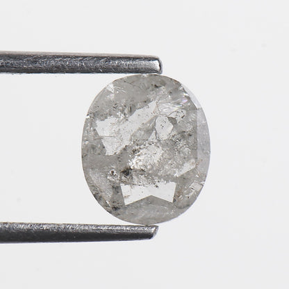 0.95 Ct. Oval Rose Cut Salt and Pepper Fancy Icy White Natural Diamond 7.40 mm