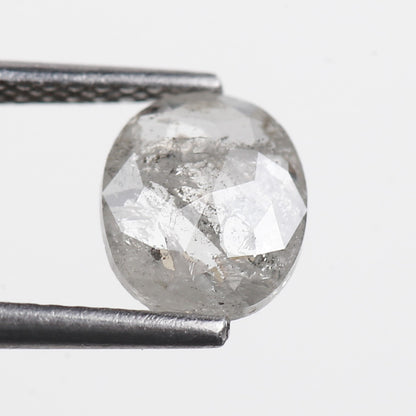 0.95 Ct. Oval Rose Cut Salt and Pepper Fancy Icy White Natural Diamond 7.40 mm