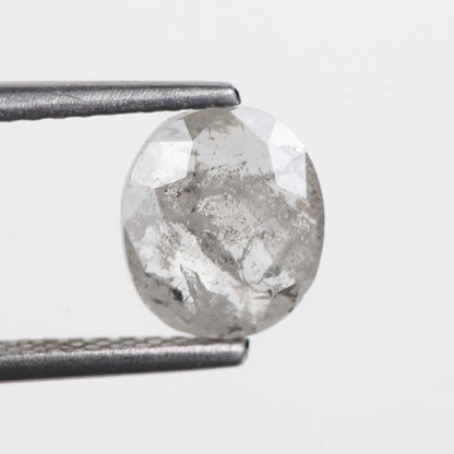 0.95 Ct. Oval Rose Cut Salt and Pepper Fancy Icy White Natural Diamond 7.40 mm