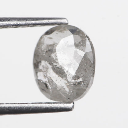 0.95 Ct. Oval Rose Cut Salt and Pepper Fancy Icy White Natural Diamond 7.40 mm