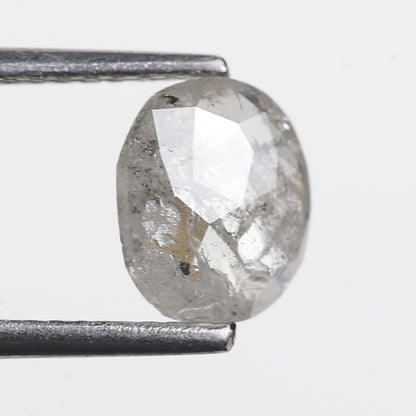 0.95 Ct. Oval Rose Cut Salt and Pepper Fancy Icy White Natural Diamond 7.40 mm