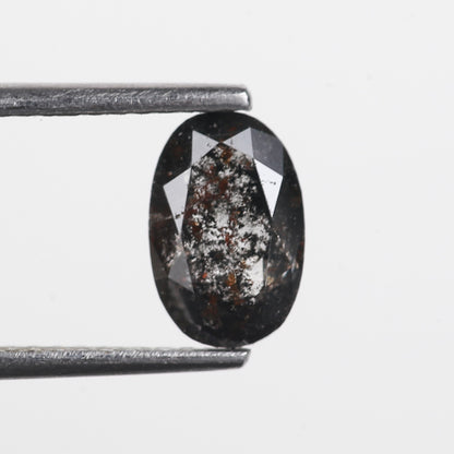 1.27 Ct. Oval Rose Cut Salt and Pepper Fancy Black Celestial Natural Diamond 8.10 mm