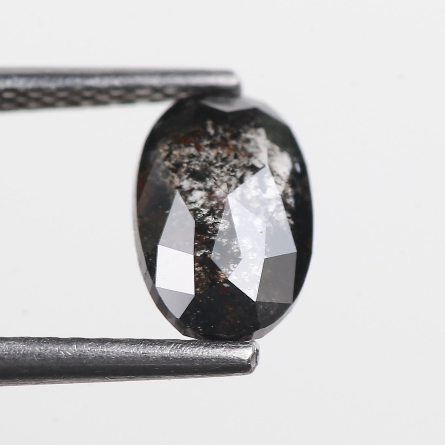 1.27 Ct. Oval Rose Cut Salt and Pepper Fancy Black Celestial Natural Diamond 8.10 mm