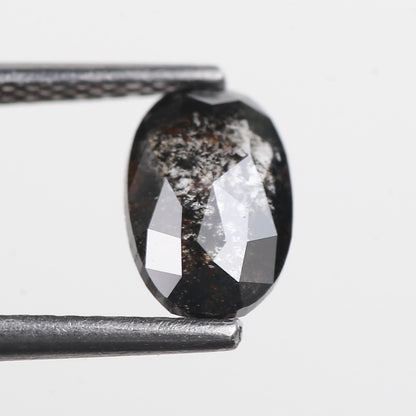 1.27 Ct. Oval Rose Cut Salt and Pepper Fancy Black Celestial Natural Diamond 8.10 mm
