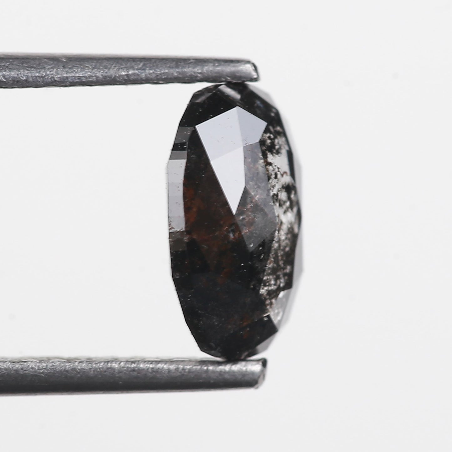 1.27 Ct. Oval Rose Cut Salt and Pepper Fancy Black Celestial Natural Diamond 8.10 mm