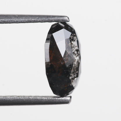 1.27 Ct. Oval Rose Cut Salt and Pepper Fancy Black Celestial Natural Diamond 8.10 mm