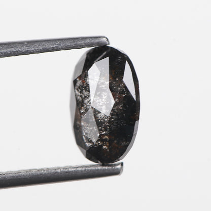 1.27 Ct. Oval Rose Cut Salt and Pepper Fancy Black Celestial Natural Diamond 8.10 mm