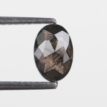 0.89 Ct. Oval Rose Cut Salt and Pepper Fancy Blackish Purple Natural Diamond 7.24 mm
