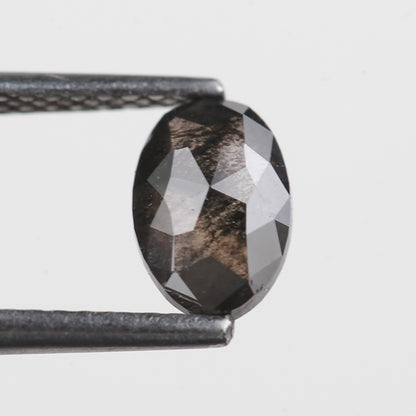 0.89 Ct. Oval Rose Cut Salt and Pepper Fancy Blackish Purple Natural Diamond 7.24 mm