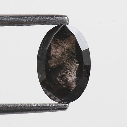 0.89 Ct. Oval Rose Cut Salt and Pepper Fancy Blackish Purple Natural Diamond 7.24 mm