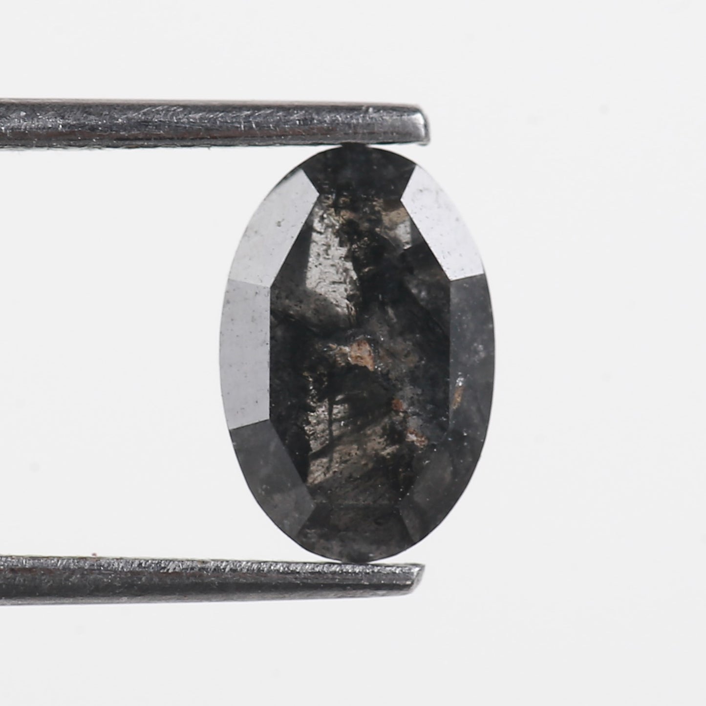 1.41 Ct. Oval Rose Cut Salt and Pepper Fancy Icy Black Color Natural Diamond 9.10 mm