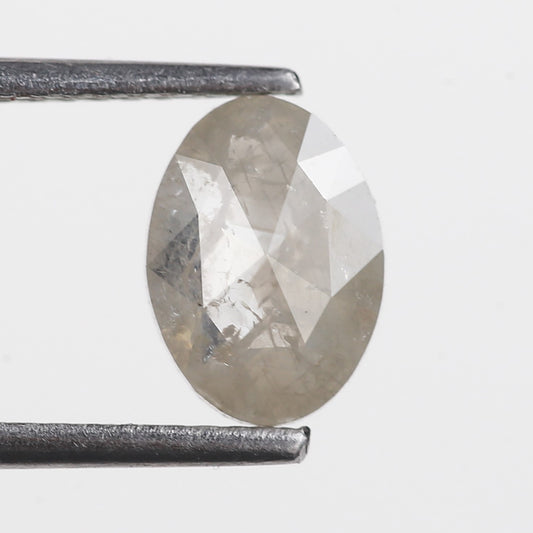 1.08 Ct. Oval Rose Cut Salt and Pepper Fancy Gray Color Natural Diamond 8.20 mm