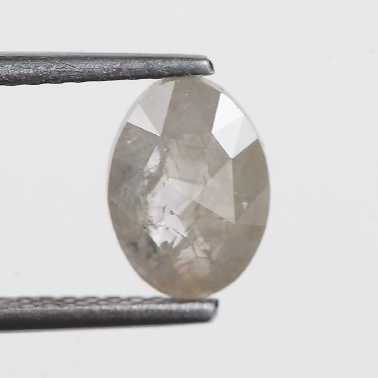 1.08 Ct. Oval Rose Cut Salt and Pepper Fancy Gray Color Natural Diamond 8.20 mm