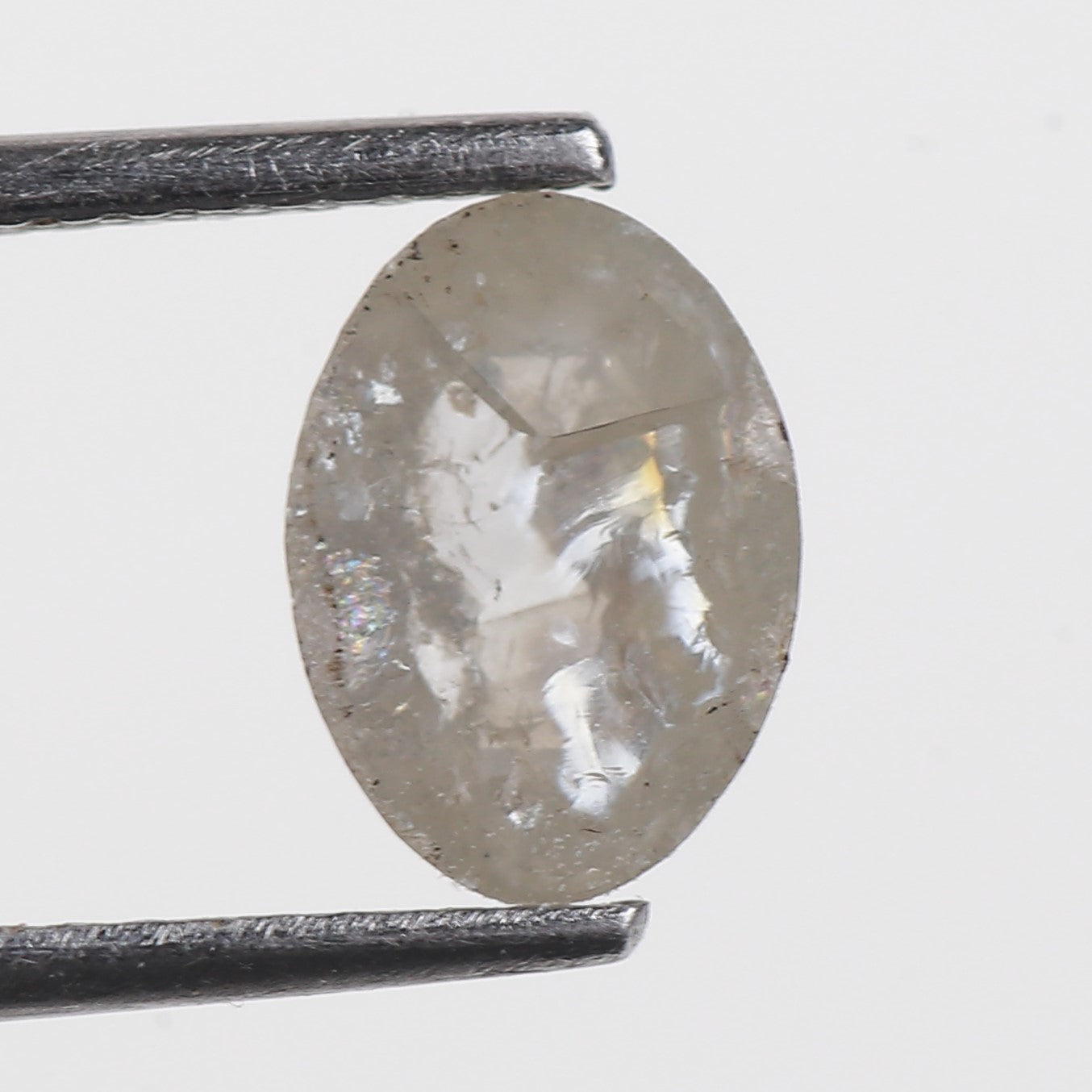 1.08 Ct. Oval Rose Cut Salt and Pepper Fancy Gray Color Natural Diamond 8.20 mm