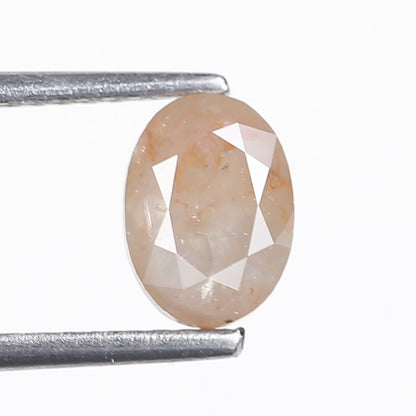1.26 Ct. Oval Rose Cut Salt and Pepper Fancy Peach Gray Natural Diamond 7.05 mm