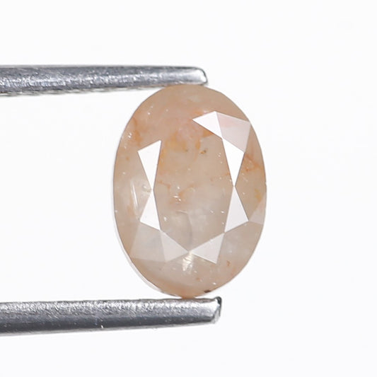 1.26 Ct. Oval Rose Cut Salt and Pepper Fancy Peach Gray Natural Diamond 7.05 mm