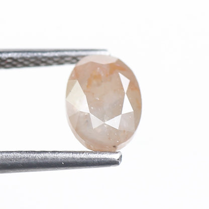 1.26 Ct. Oval Rose Cut Salt and Pepper Fancy Peach Gray Natural Diamond 7.05 mm