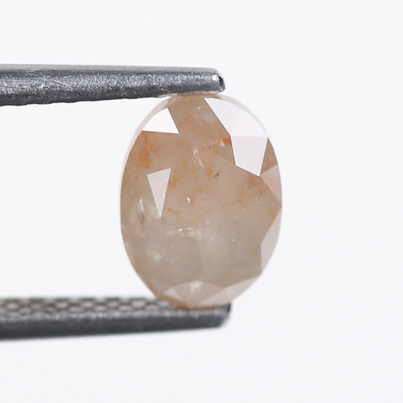 1.26 Ct. Oval Rose Cut Salt and Pepper Fancy Peach Gray Natural Diamond 7.05 mm