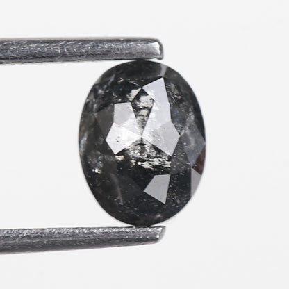 1.06 Ct. Oval Rose Cut Salt and Pepper Fancy Black Color Natural Diamond 6.65 mm
