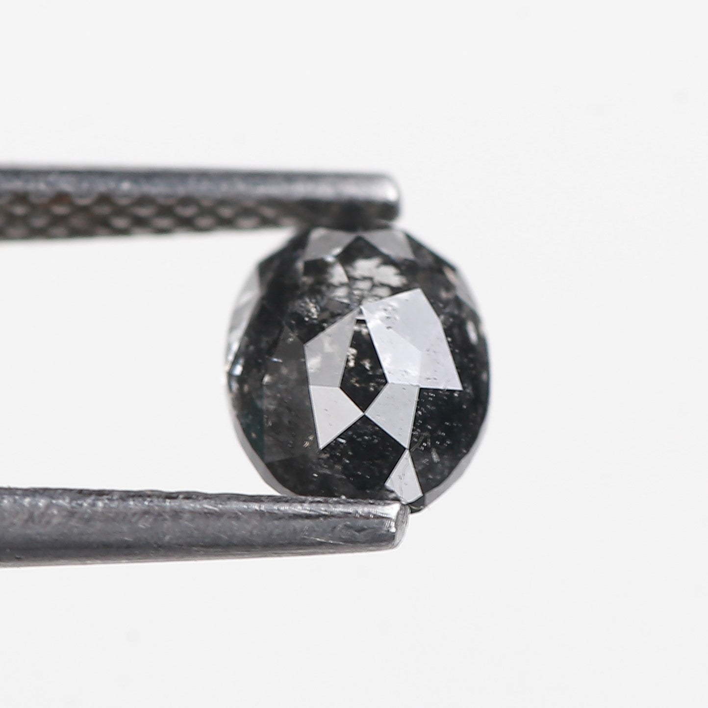 1.06 Ct. Oval Rose Cut Salt and Pepper Fancy Black Color Natural Diamond 6.65 mm